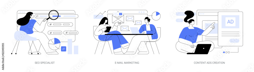 Digital marketing services isolated cartoon vector illustrations se