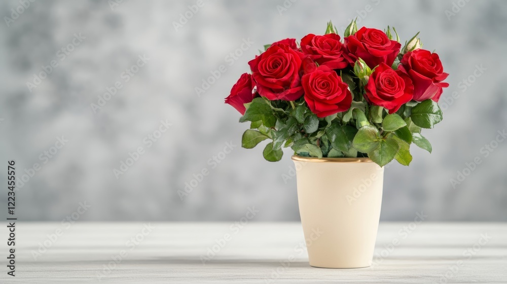 Fototapeta premium Elegant Artistic watercolor of a derby trophy surrounded by red roses with soft gold and green accents blending into a textured white background 