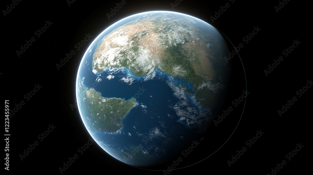 Stunning view of earth from space highlighting continents and oceans Stunning view of earth from space highlighting continents and oceans