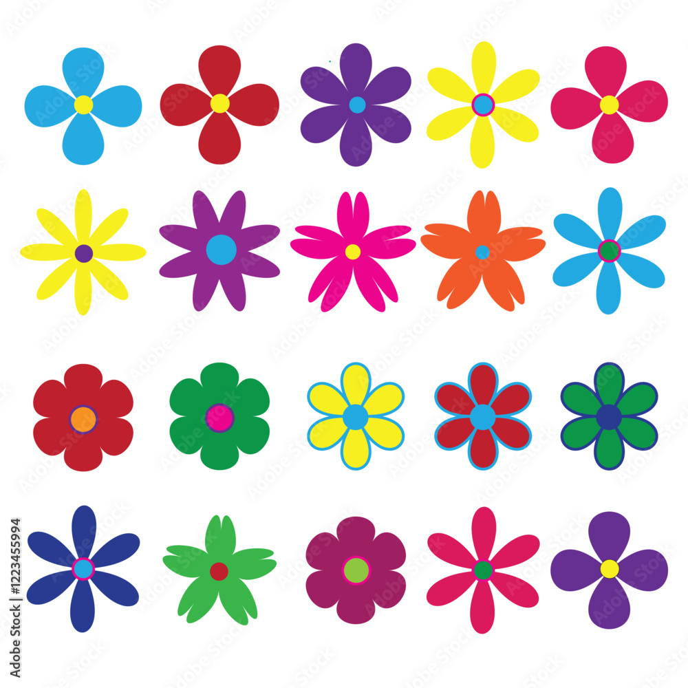 Obraz premium A set of vibrant and colorful floral vector collection