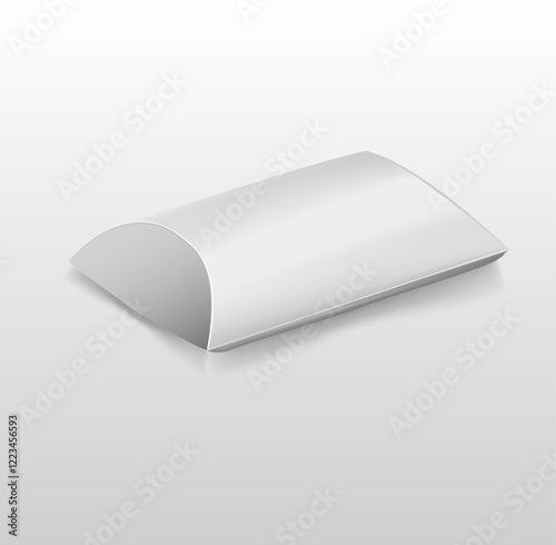 Blank empty vector white pillow box packaging mockup isolated on white background. 