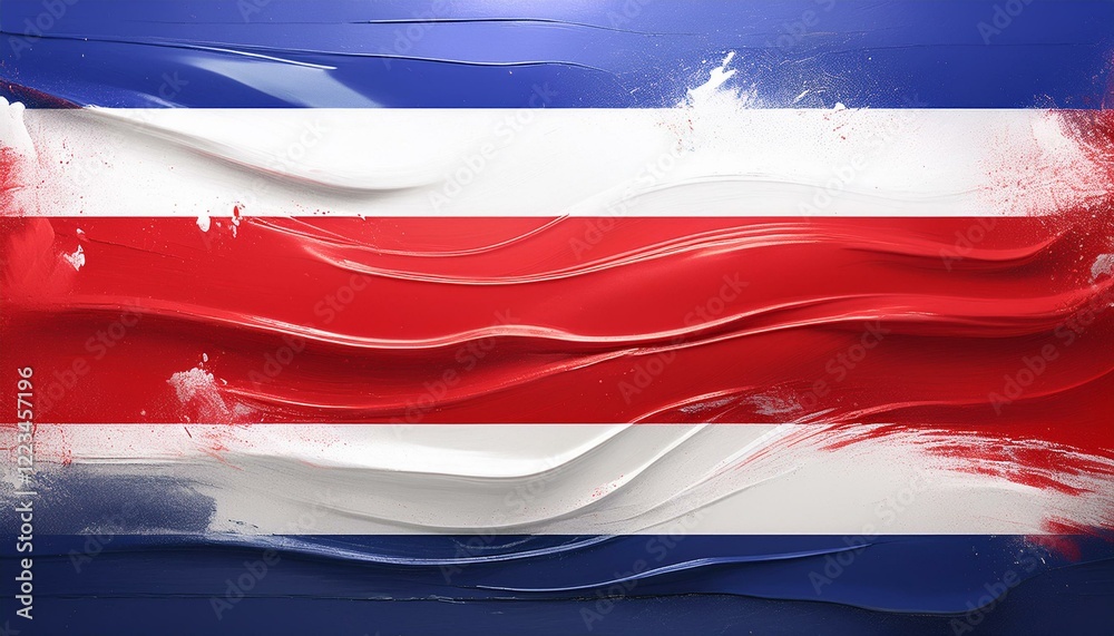 Fototapeta premium Costa Rica flag in abstract brushstroke style