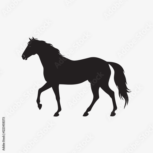 Minimalistic black silhouette icon horse