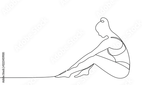 Line art banner of a beautiful woman. Laser hair removal, beauty sphere. Self care. Continuous contour line