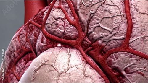 human heart with blood vessels anatomy medical concept 3d animation