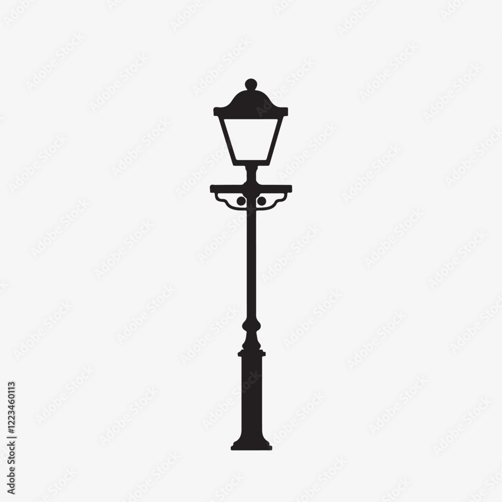 Minimalistic black silhouette icon lamp post Minimalistic black silhouette icon lamp post
