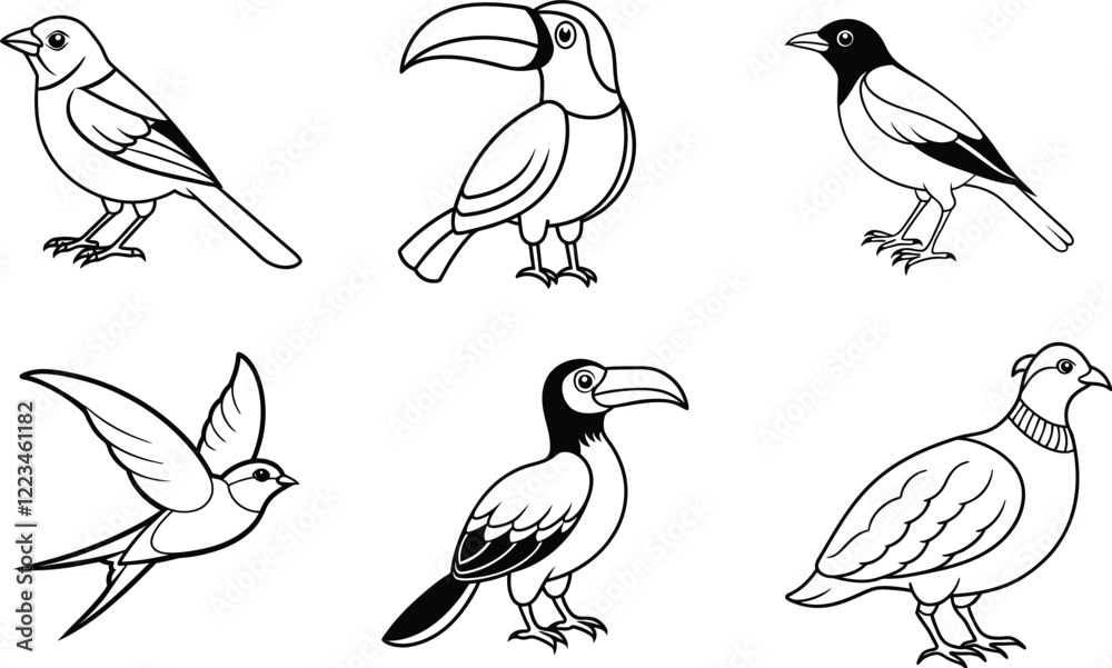 Fototapeta premium set of birds isolated 