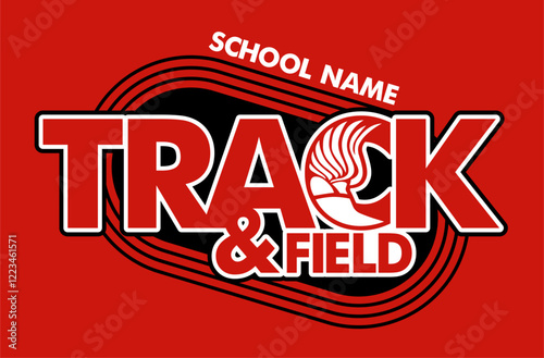 track and field team design with winged foot for school, college or league sports