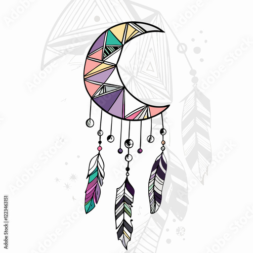 Dreamcatcher with feathers vector illustration (2)