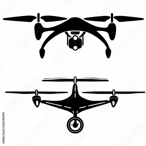 Drons silhouettes set vector illustration (2)