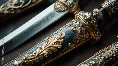 Collection of Ornate Daggers with Decorative Hilts – Intricate Historical Weaponry Showcasing Craftsmanship and Elegance photo