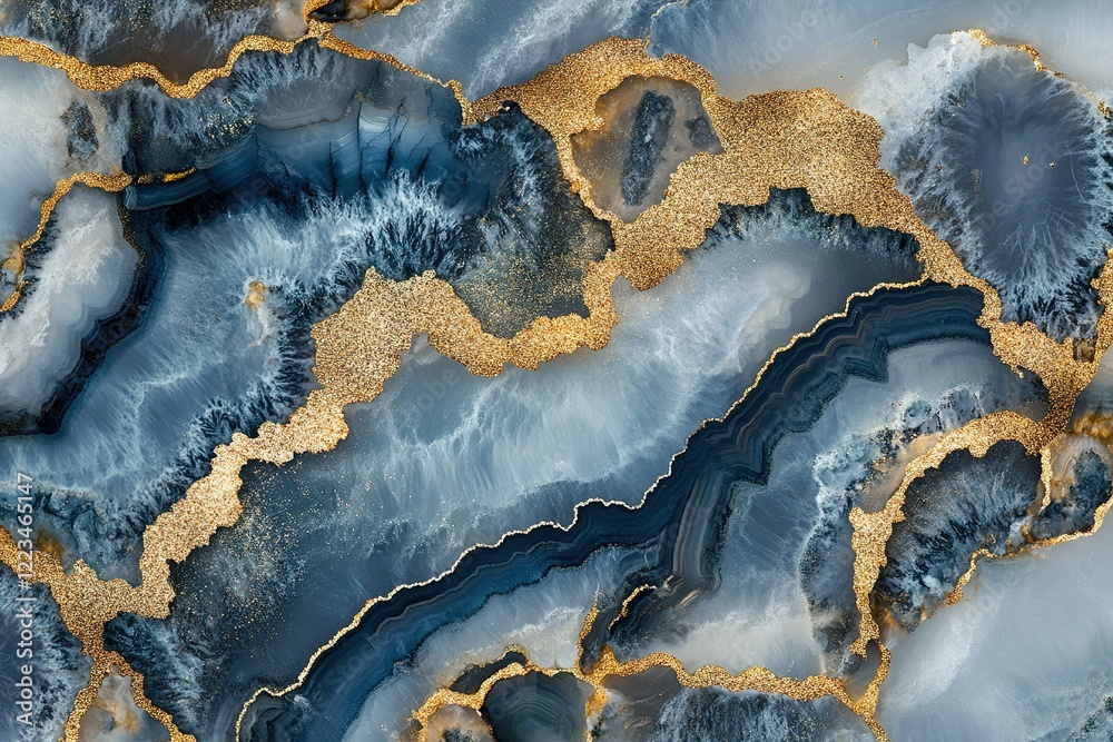 Fototapeta premium modern conceptual ocean- ART. Natural Luxury. Style incorporates the swirls of marble or the ripples of agate. Very beautiful blue paint with the addition of gold powder