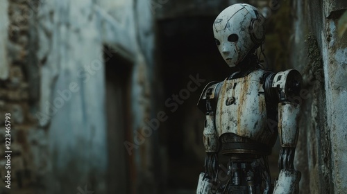 Weathered Robot in Ruins: A Post-Apocalyptic Vision