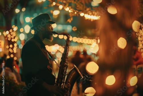 jazz musician playing outdoor concert