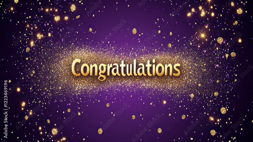 Golden Congratulations Message Amidst Sparkling Confetti Golden Congratulations Message Amidst Sparkling Confetti