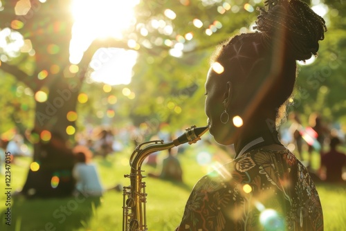 jazz musician playing outdoor concert