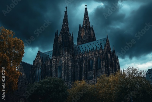 Wallpaper Mural Dramatic clouds loom over a towering gothic cathedral Torontodigital.ca
