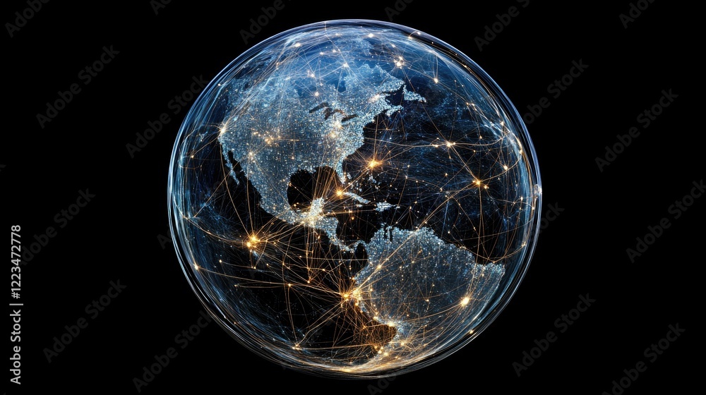 Naklejka premium Global Network, A Visual Representation of Interconnectivity