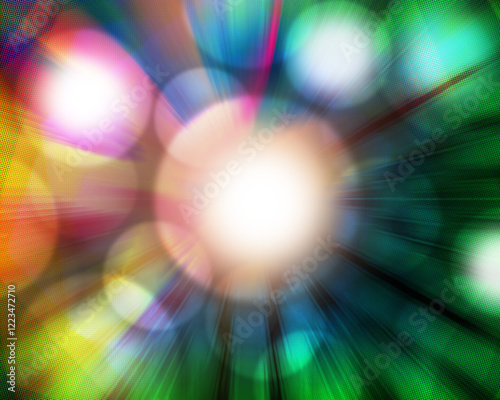 abstract blur bubbles on colorful radial  and speed laser and colorful background, technology, template, speed, background, decor, copy space