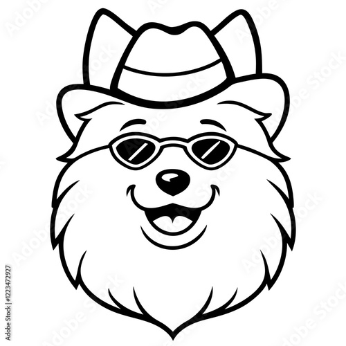 Funny keeshond dog head vector art
