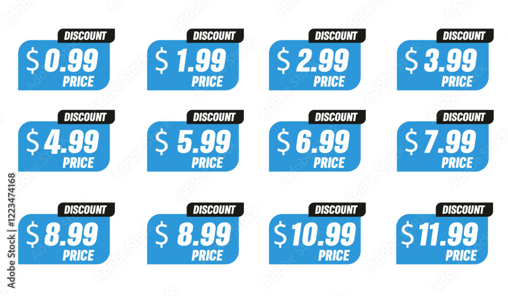 Blue Stickers, Set of Blue sale labels, Set Pricing And Offer Stickers Blue Stickers, Set of Blue sale labels, Set Pricing And Offer Stickers