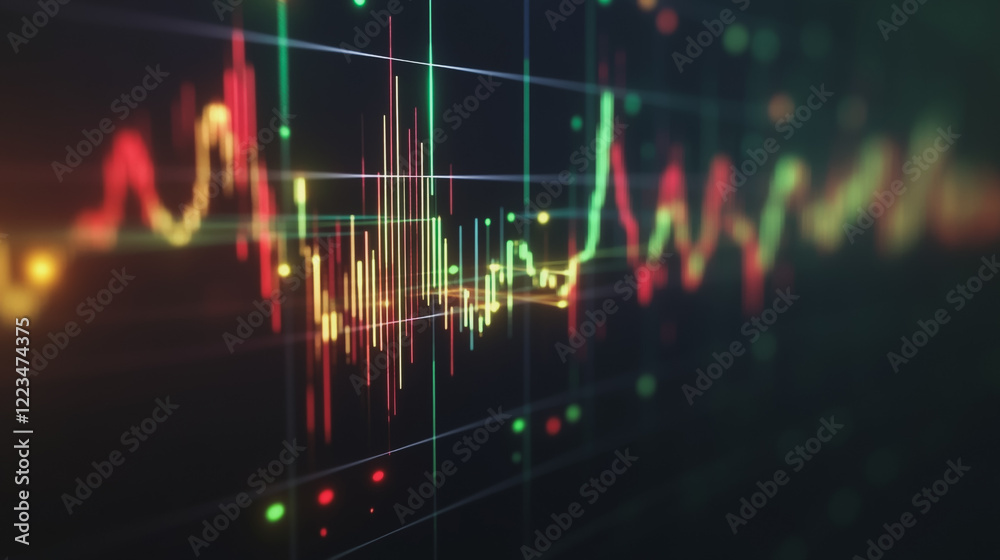 Abstract black background with Colorful charts and graphs with statistics to innovative analyze business potential and forecast future development of companies growth.