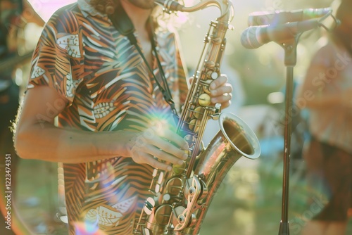 jazz musician playing outdoor concert
