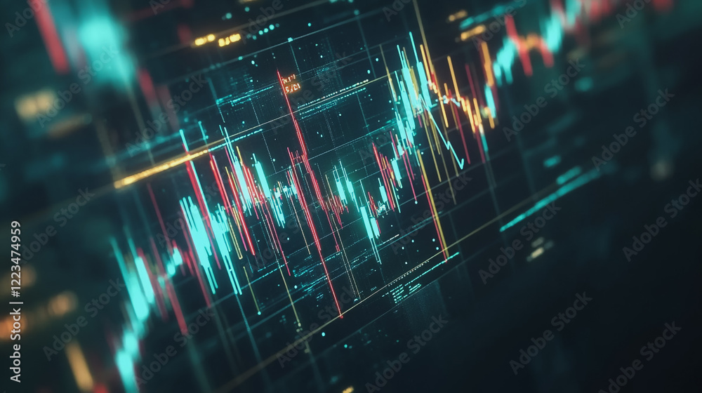 Fototapeta premium Abstract black background with Colorful charts and graphs with statistics to innovative analyze business potential and forecast future development of companies growth.