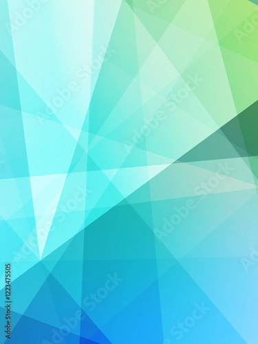 abstract overlapping triangles on gradient green and blue background, decor, fashion, fantasy, technology, copy space