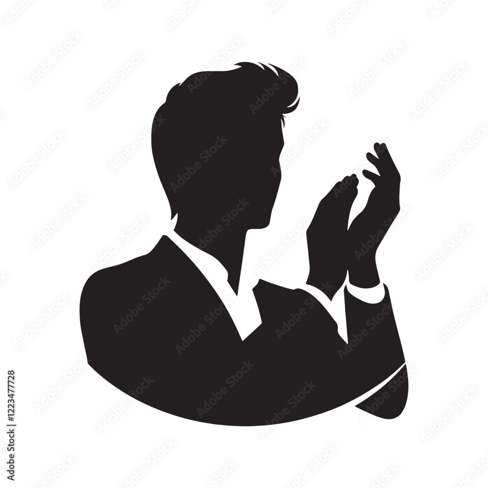 Silhouette of a clapping person for cheerful themes - clapping person silhouette - clapping person vector - clapping person illustration - applause silhouette - clapping vector
Silhouette of a clapping person for cheerful themes - clapping person silhouette - clapping person vector - clapping person illustration - applause silhouette - clapping vector