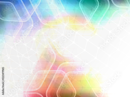 white square mesh stacked on gradient colorful and white background, decor, fashion, fantasy, technology, copy space