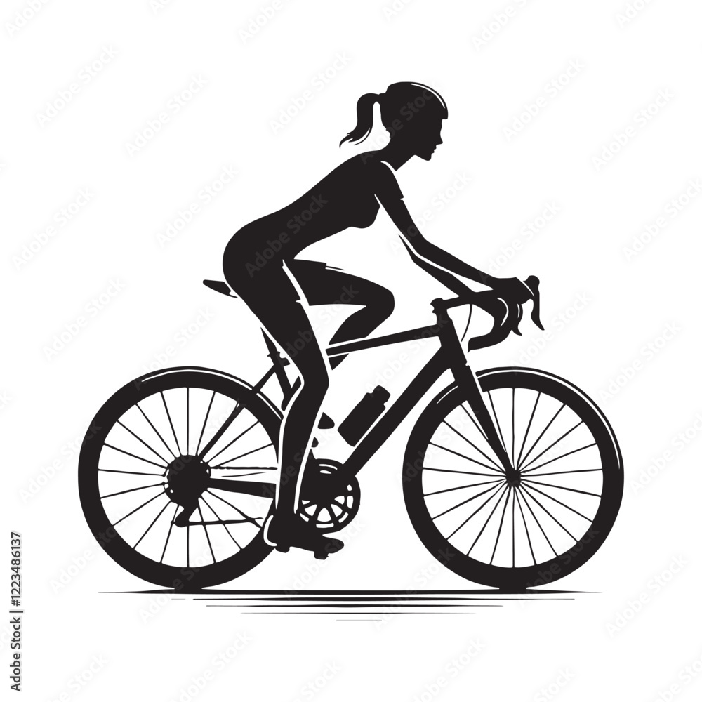 Fototapeta premium Person cycling silhouette for fitness and athletic lifestyle projects - person cycling silhouette - person cycling vector - person cycling illustration - cycling silhouette - cycling vector 