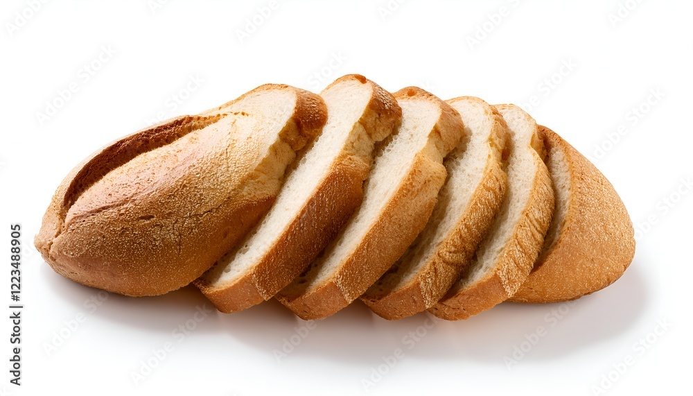 Sliced bread isolated on white background. Fresh and versatile, ideal for breakfast, recipes, or food advertising. Clean, professional presentation for commercial use Sliced bread isolated on white background. Fresh and versatile, ideal for breakfast, recipes, or food advertising. Clean, professional presentation for commercial use
