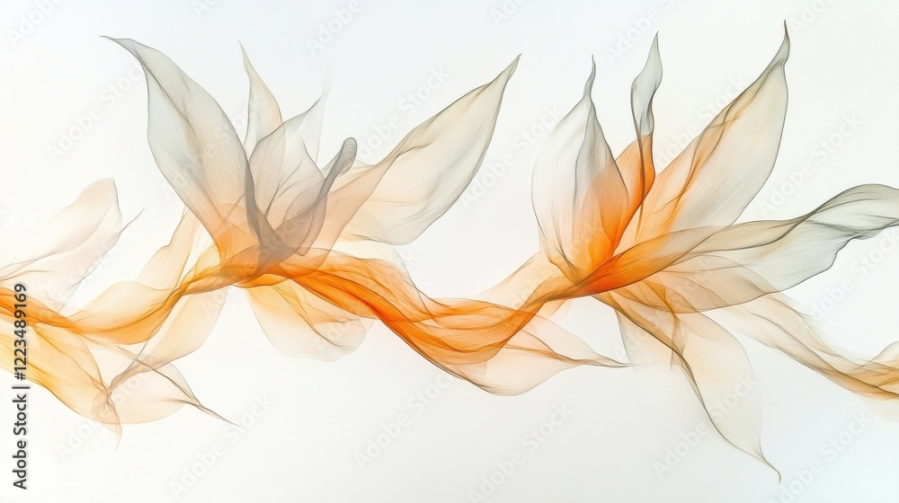 Abstract Orange and Gray Floral Wave Abstract Orange and Gray Floral Wave