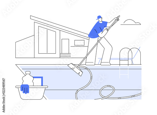 Pool maintenance isolated cartoon vector illustrations.