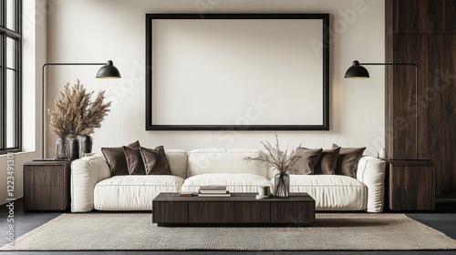Wallpaper Mural Modern Minimalist Living Room Interior with Blank Canvas Torontodigital.ca