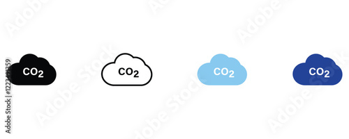 Air pollution icons, reduce co2 gas icons isolated on white background.