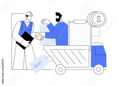 Heavy machinery rental isolated cartoon vector illustrations.