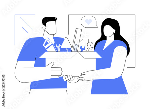 Tool donation isolated cartoon vector illustrations.
