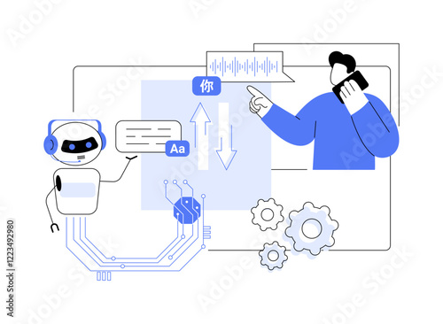 AI-Powered Multi-Language Support abstract concept vector illustration.