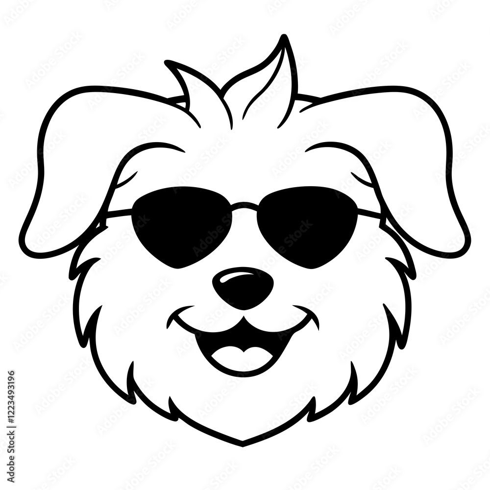Funny lowchen dog head vector art Funny lowchen dog head vector art