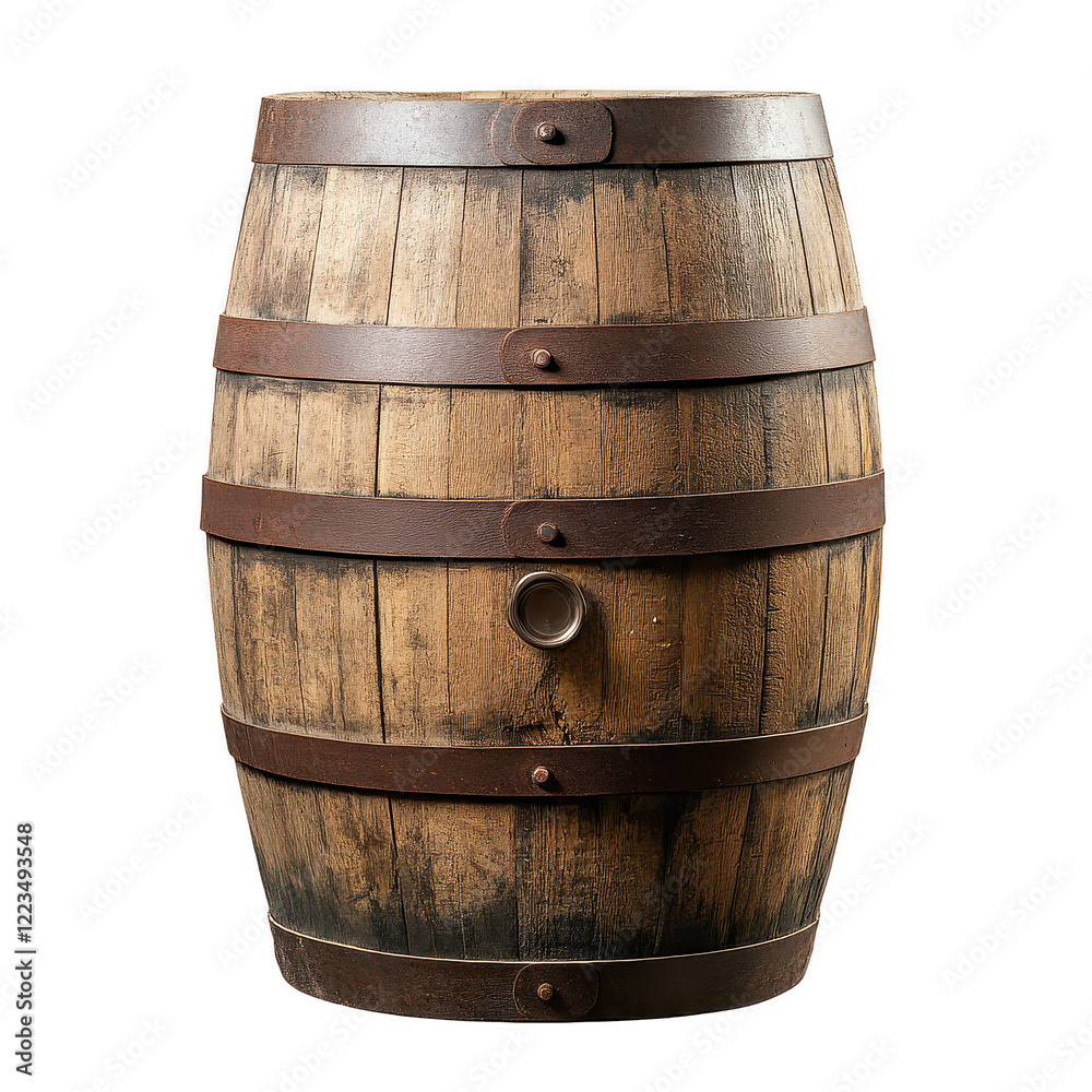 Fototapeta premium Barrel wooden wine wood oak whiskey cask background old beer. Cellar barrel wooden wine distillery winery dark keg table alcohol rum drink vintage container vine black top vino storage bourbon tap