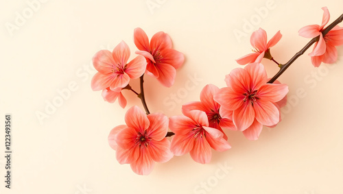 Wallpaper Mural Delicate pink flowers on a branch, isolated on a soft pastel background Torontodigital.ca