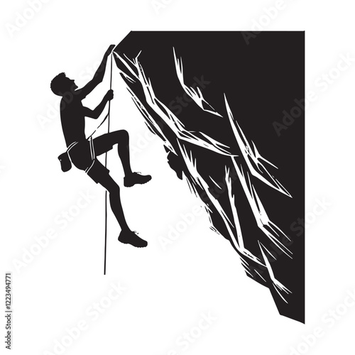 Active person climbing silhouette for fitness lifestyle designs - person climbing silhouette - person climbing vector - person climbing illustration - climb silhouette - climber vector
