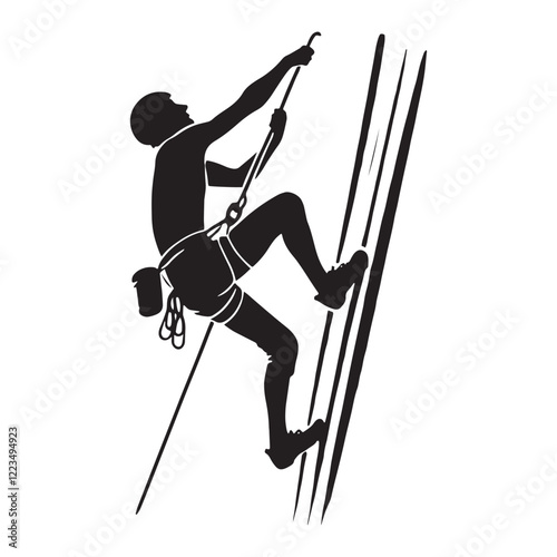 Person climbing silhouette for sports and outdoor activities - person climbing silhouette - person climbing vector - person climbing illustration - climb silhouette - climber vector
