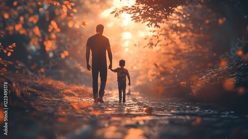 Fototapeta Naklejka Na Ścianę i Meble -  man and woman walking in the sunset