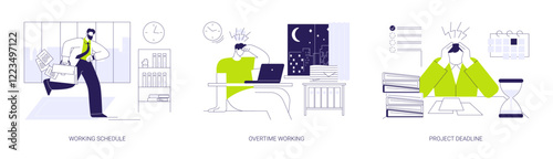 Business hours abstract concept vector illustrations.