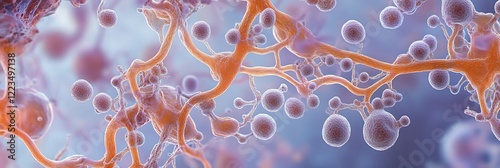 A microscopic image of fungal hyphae and spores in a detailed, crisp HD resolution