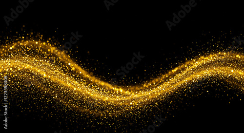 A shimmering wave of golden particles on a dark backdrop