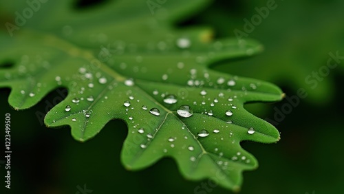Wallpaper Mural Macro photography of dewdrops on a green oak leaf	 Torontodigital.ca